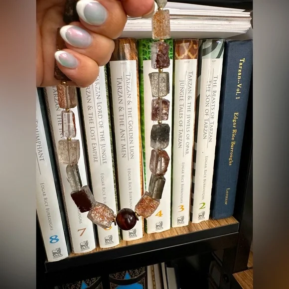 GOLDEN PHANTOM QUARTZ + TIGERS EYE STONES NATURAL NECKLACE - Picture 11 of 16